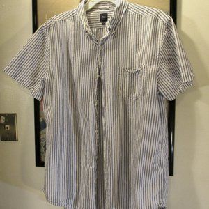 GAP blue striped button down short sleeves large